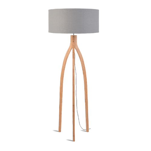 Good&Mojo Vloerlamp bamboe Annapurna 6030, linnen lichtgrijs